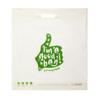 Punched Handle Bag Compostable Large 50x54cm, Carton 200 - Ecobags