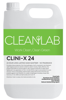 CLINI-X 24 24 Hour Long Lasting ZOONOCIDE Hand Sanitiser, No Fragrance 5L - CleanLab