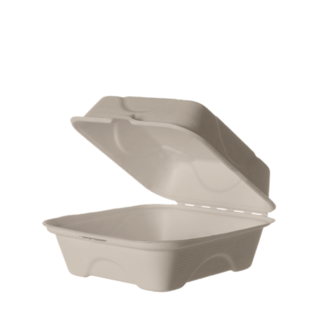 Sugarcane Clamshell, 6x6x3in, Natural - Detpak
