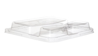 PLA Lid, Fits 3 Compartments 9in Sugarcane Square - Detpak