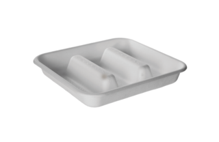 Sugarcane Square Taco Tray, 3 Compartment, 7x7in, White - Detpak