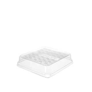 PLA Lid, Fits 3 Compartment 7in Sugarcane Square, Clear - Detpak