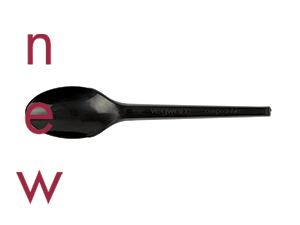 Spoon recycled CPLA 165mm BLACK, Carton 1000 - Vegware