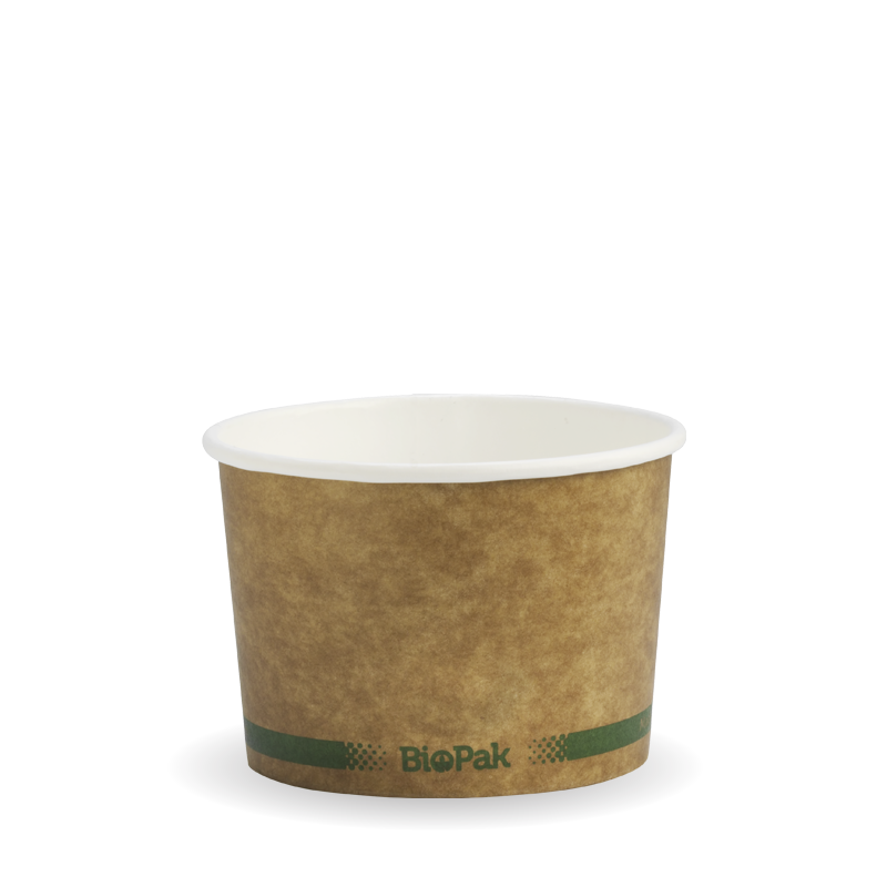 Paper Bowl Hot/Cold Green Stripe 8oz - BioPak