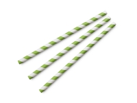 Straw 08 x 200mm PAPER green stripe - Vegware - Pack & Carton