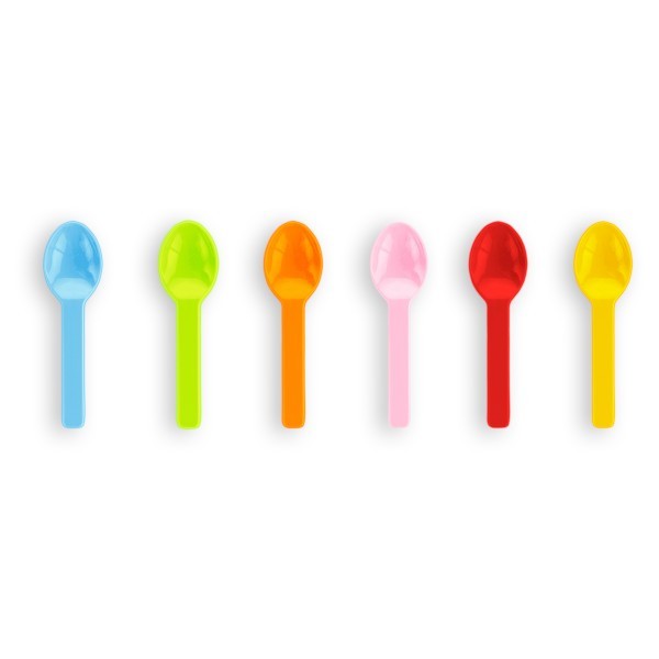 3in RCPLA compostable ice cream spoons, mixed colours, Pack 100