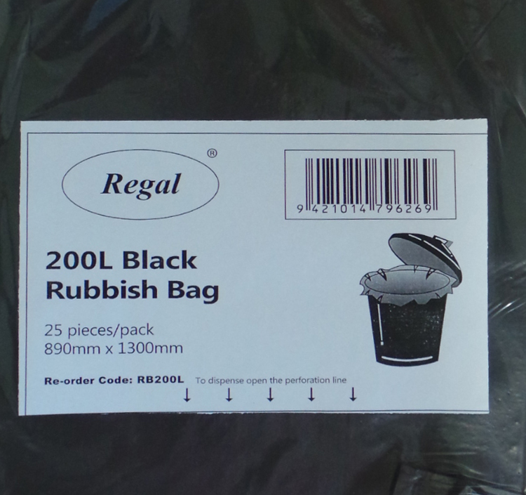 200L Black Bin Liner Premier Hygiene Shopping cart cafe supplies