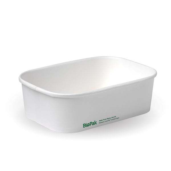 650ml Rectangle PLA lined container - FSC Mix - white - BioPak