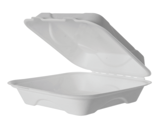 Sugarcane Clamshell, 9x9x3in, White - Detpak